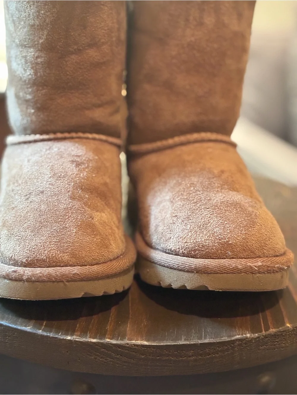 UGG Kids Chestnut Shearling Boots with Brown Ribbon Bows